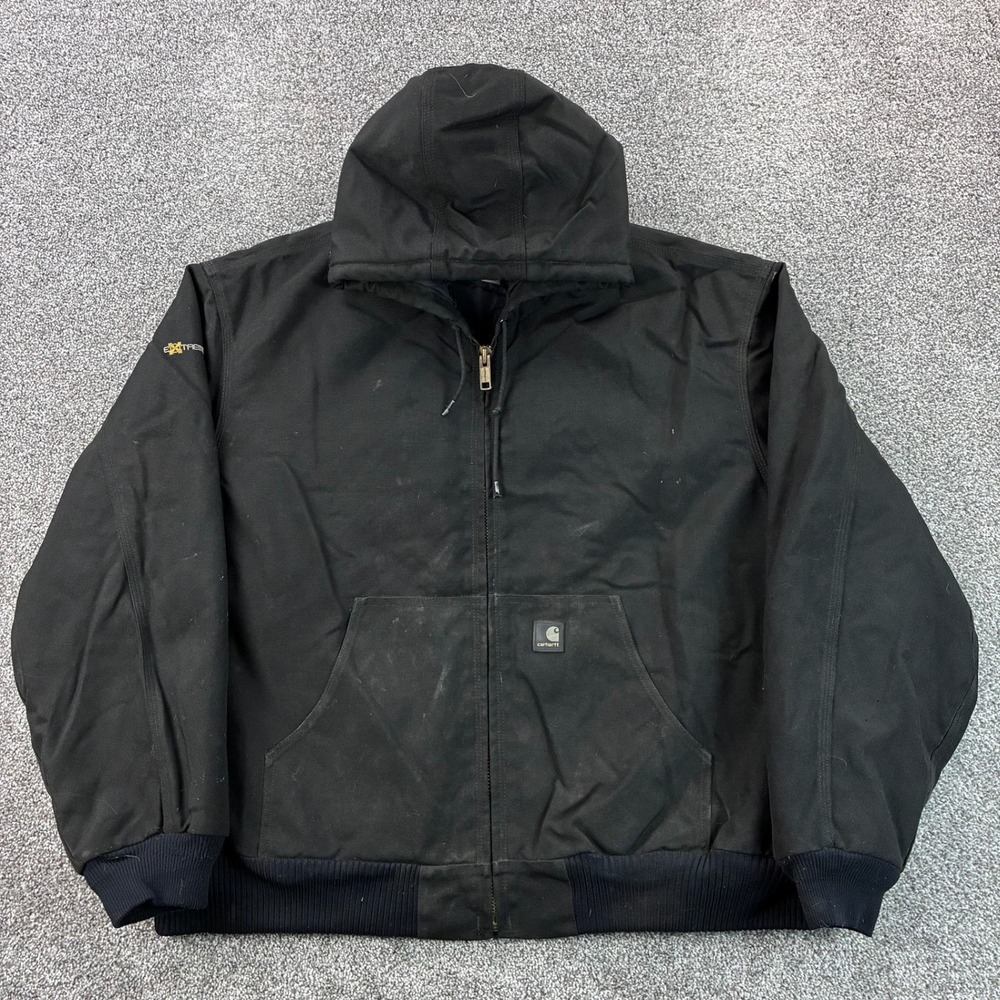 Vintage Carhartt Jacket Mens 2XL Black Extreme Cordura Quilted Hooded J133 BLK